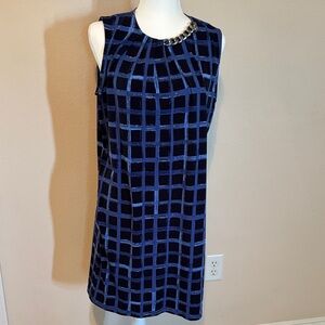 Michael Kors Black and Blue Plaid Sleeveless Shift Dress. Like new. SZ M